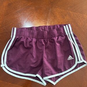 Adidas Burgundy Running Shorts with White Accents small size